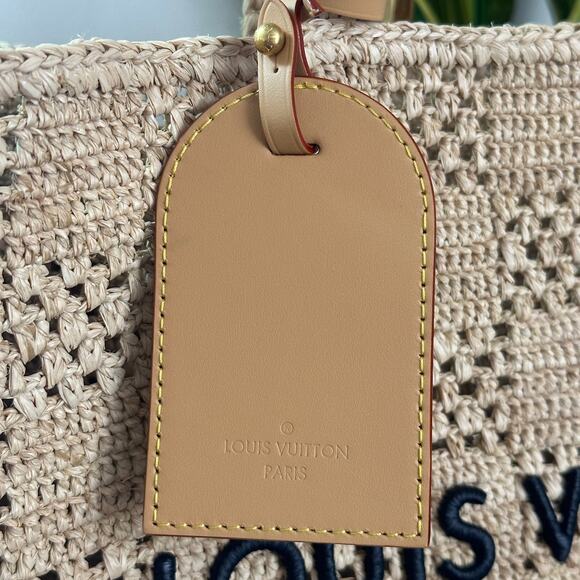 LOUIS VUITTON Summer Shopper Tote MM Natural Woven Raffia w/ Pochette - Picture 6 of 16